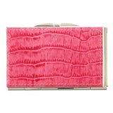 Tsubota Pearl - 2Way Card Holder - Croco Embossed Leather - Pink