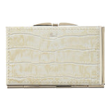 Tsubota Pearl - 2Way Card Holder - Croco Embossed Leather - White